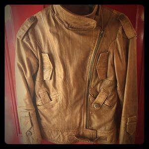Womens Ashwood lambskin leather moto jacket size S